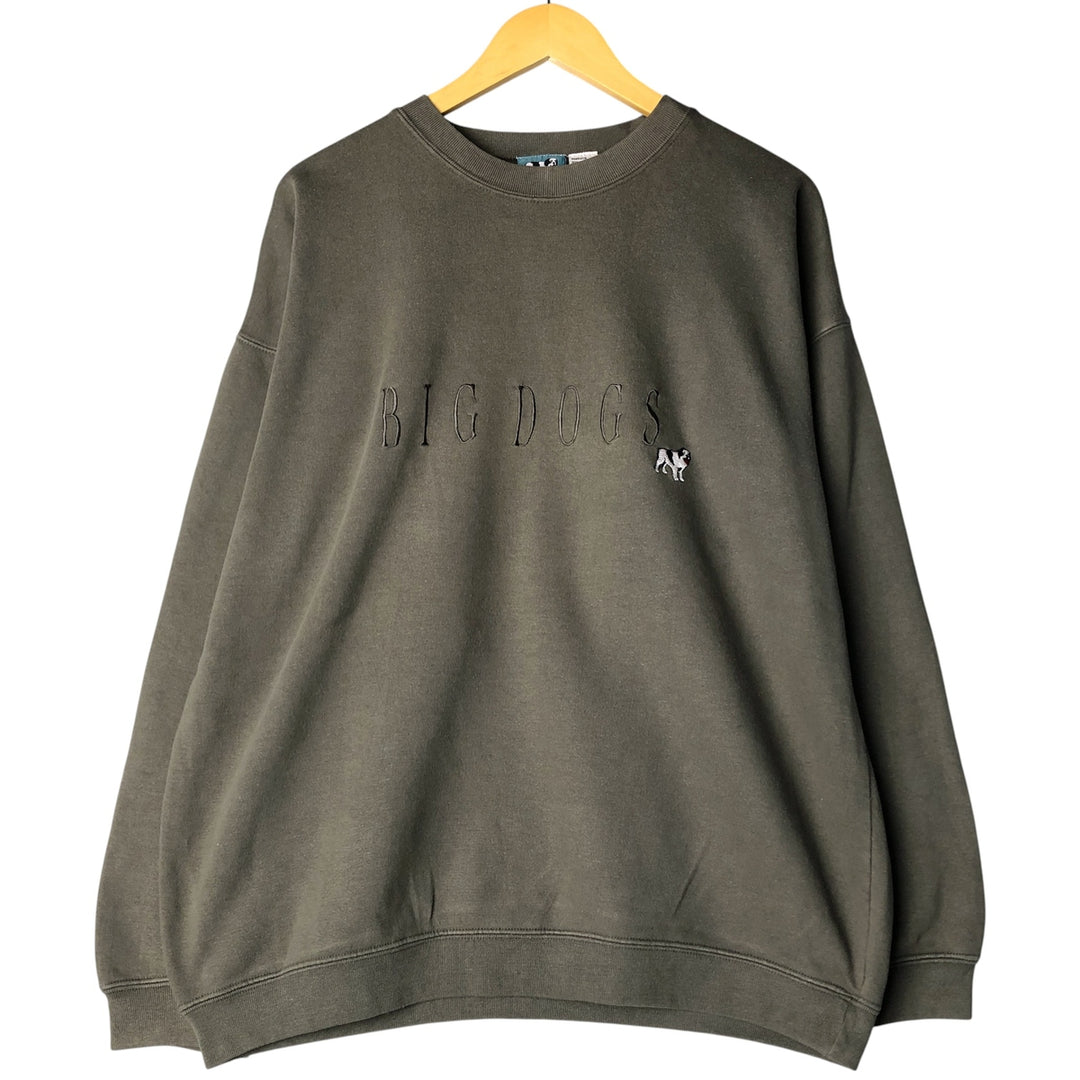BIG DOGS logo sweatshirt, men's size L cotton Khaki type Vintage Second Hand