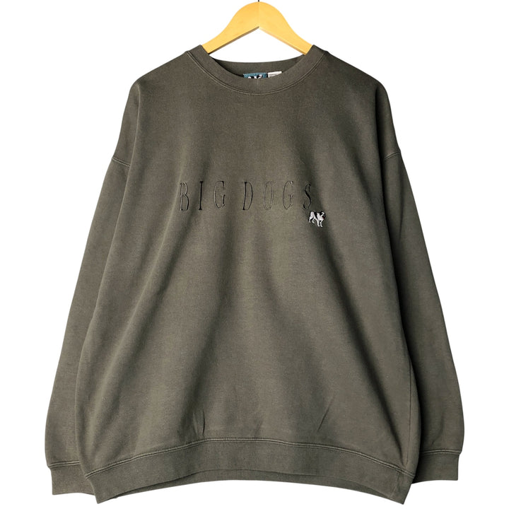 BIG DOGS logo sweatshirt, men's size L cotton Khaki type Vintage Second Hand