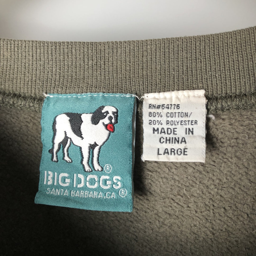 BIG DOGS logo sweatshirt, men's size L cotton Khaki type Vintage Second Hand