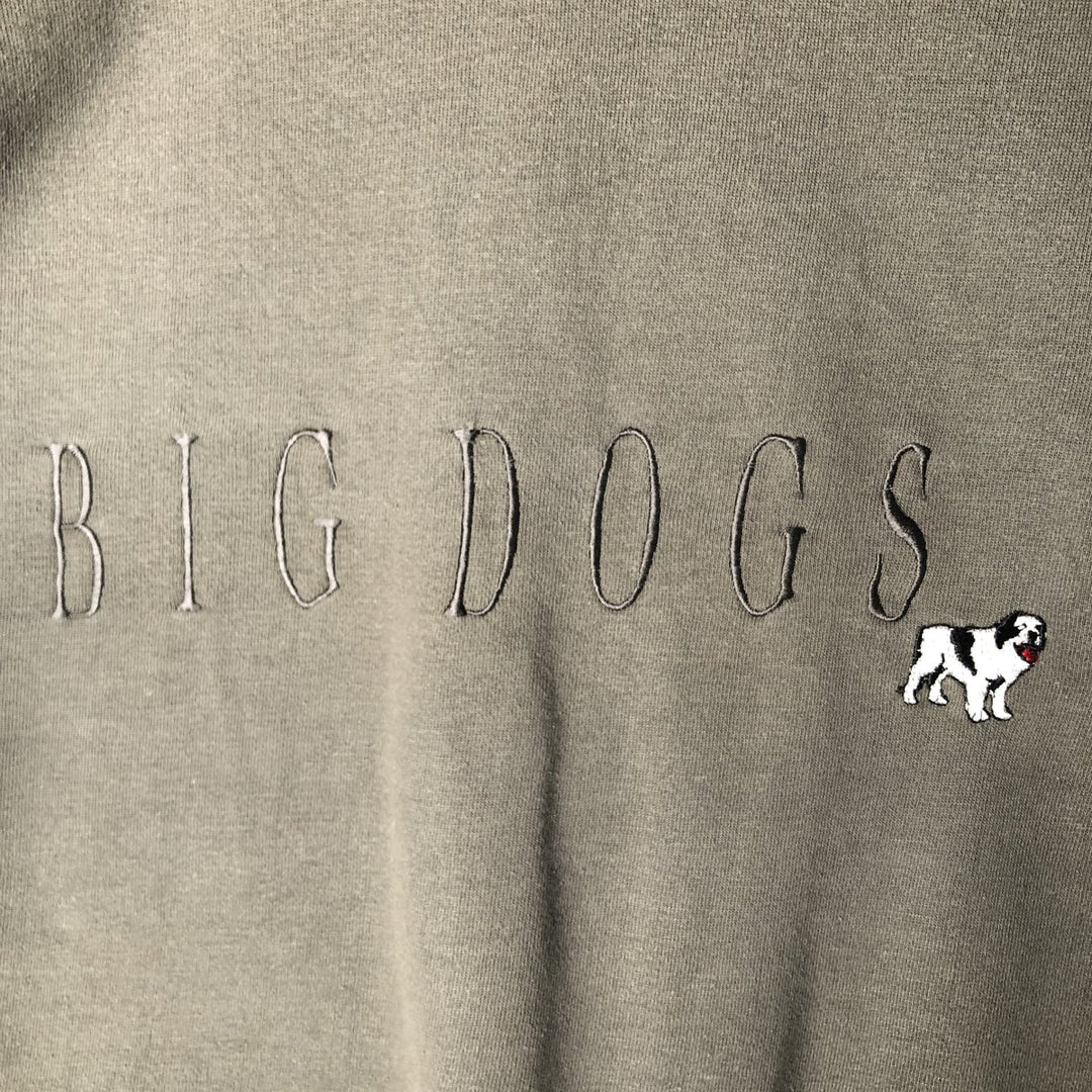 BIG DOGS logo sweatshirt, men's size L cotton Khaki type Vintage Second Hand