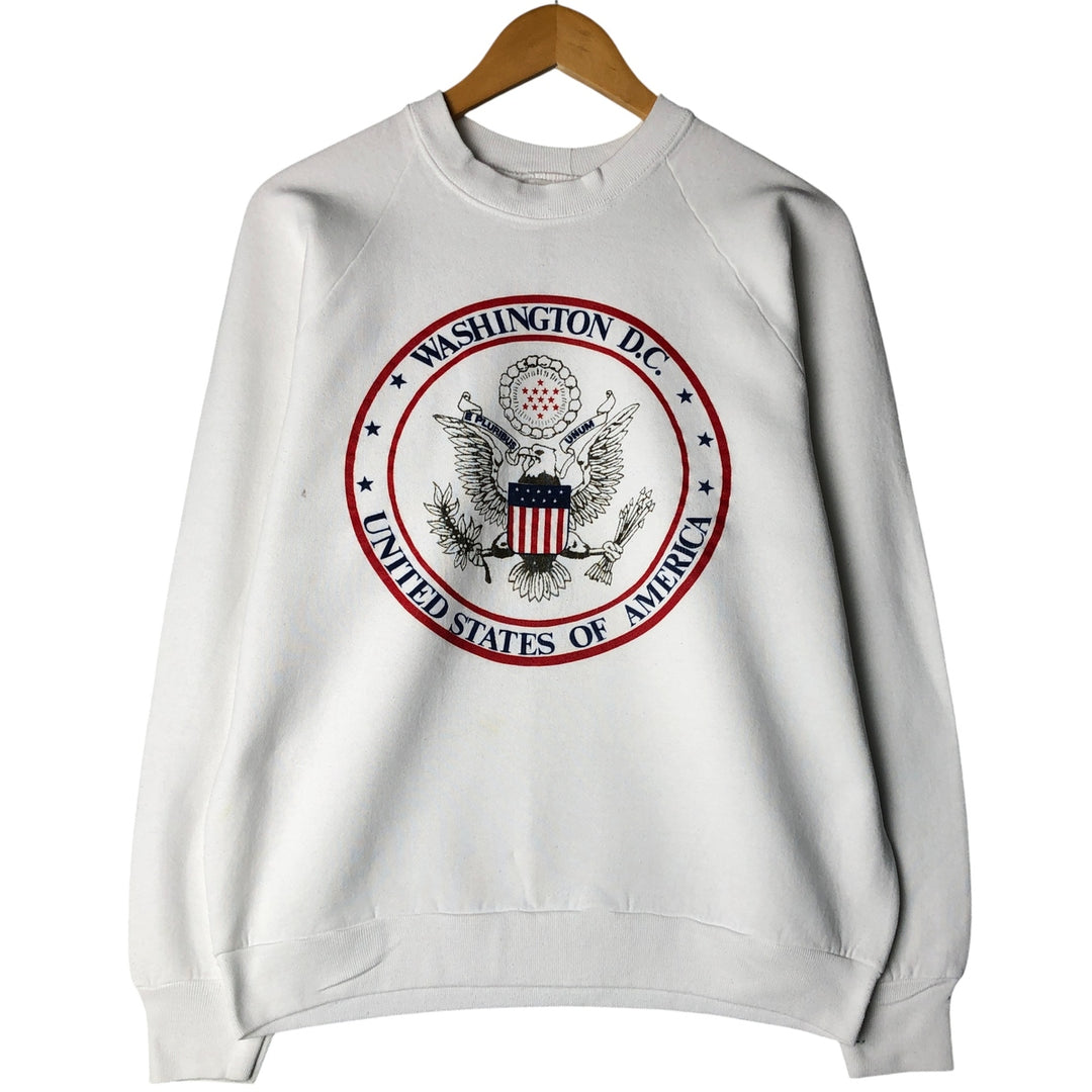 90'S Fruit of the Loom Stars and Stripes Eagle Print Sweatshirt, Made in USA, Men's Size L cotton white type Vintage Second Hand