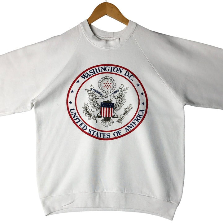 90'S Fruit of the Loom Stars and Stripes Eagle Print Sweatshirt, Made in USA, Men's Size L cotton white type Vintage Second Hand
