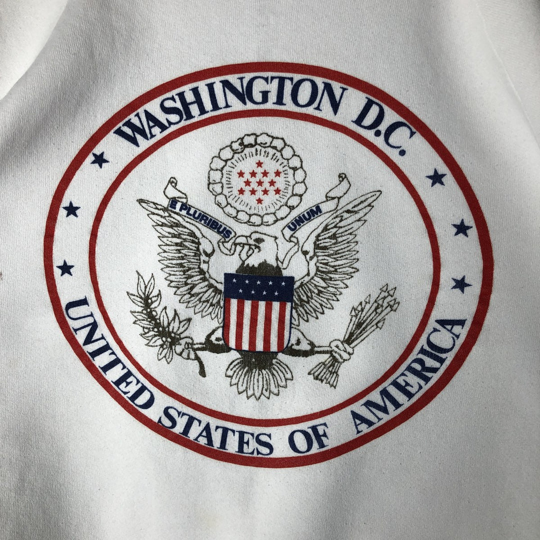 90'S Fruit of the Loom Stars and Stripes Eagle Print Sweatshirt, Made in USA, Men's Size L cotton white type Vintage Second Hand