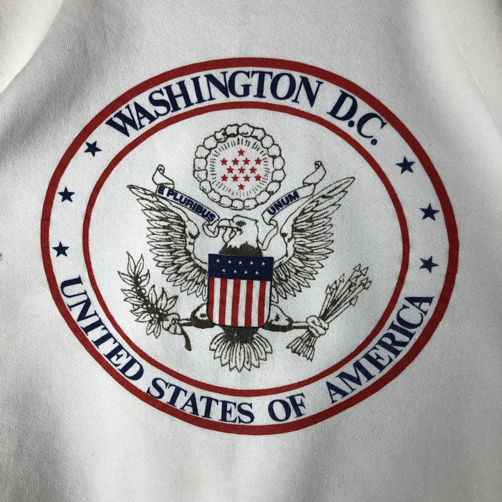 90'S Fruit of the Loom Stars and Stripes Eagle Print Sweatshirt, Made in USA, Men's Size L cotton white type Vintage Second Hand