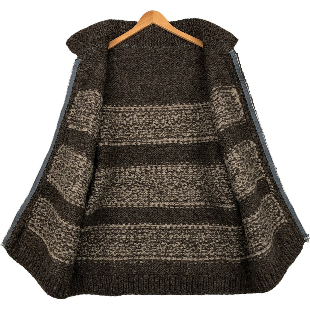 Fair Isle Pattern Cowichan Sweater, Men's XL unclear brown type Vintage Second Hand
