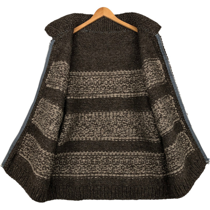 Fair Isle Pattern Cowichan Sweater, Men's XL unclear brown type Vintage Second Hand
