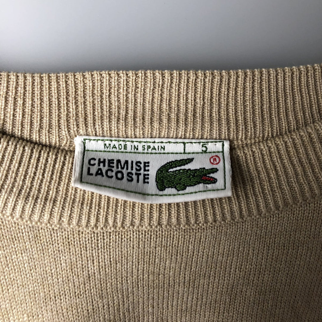 Vintage 1980'S Lacoste acrylic and wool knit sweater, Made in Spain, Size 5 (Men's L). wool ivory Vintage Second Hand