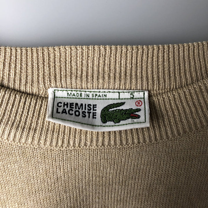 Vintage 1980'S Lacoste acrylic and wool knit sweater, Made in Spain, Size 5 (Men's L). wool ivory Vintage Second Hand