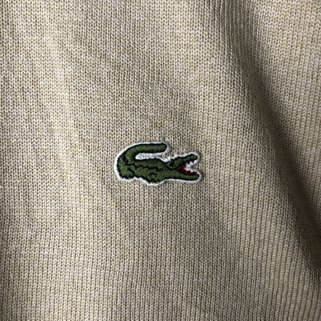 Vintage 1980'S Lacoste acrylic and wool knit sweater, Made in Spain, Size 5 (Men's L). wool ivory Vintage Second Hand