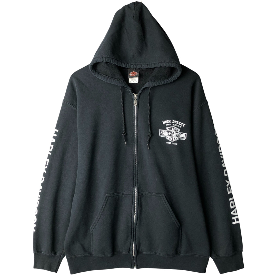 Harley-Davidson MOTOR CYCLES Full-Zip Hoodie, Men's Size L cotton Charcoal Vintage Second Hand