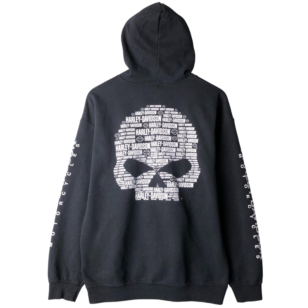 Harley-Davidson MOTOR CYCLES Full-Zip Hoodie, Men's Size L cotton Charcoal Vintage Second Hand