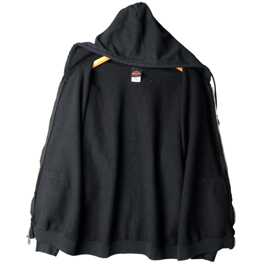 Harley-Davidson MOTOR CYCLES Full-Zip Hoodie, Men's Size L cotton Charcoal Vintage Second Hand