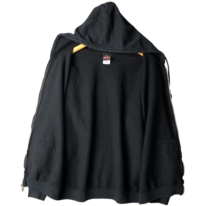 Harley-Davidson MOTOR CYCLES Full-Zip Hoodie, Men's Size L cotton Charcoal Vintage Second Hand