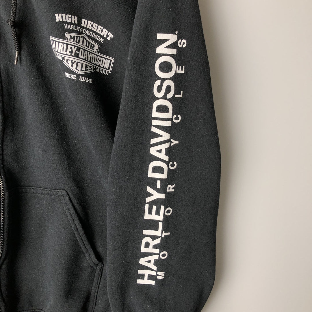 Harley-Davidson MOTOR CYCLES Full-Zip Hoodie, Men's Size L cotton Charcoal Vintage Second Hand