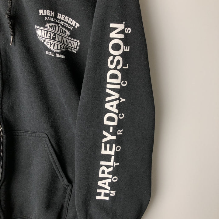 Harley-Davidson MOTOR CYCLES Full-Zip Hoodie, Men's Size L cotton Charcoal Vintage Second Hand