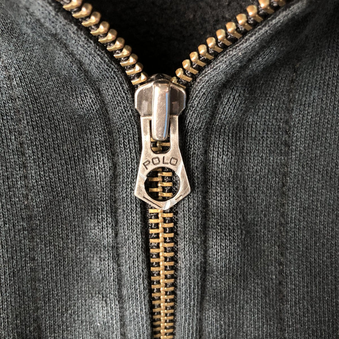 Ralph Lauren POLO by Ralph Lauren Sweat Full Zip Hoodie Men's L size cotton Charcoal Vintage Second Hand