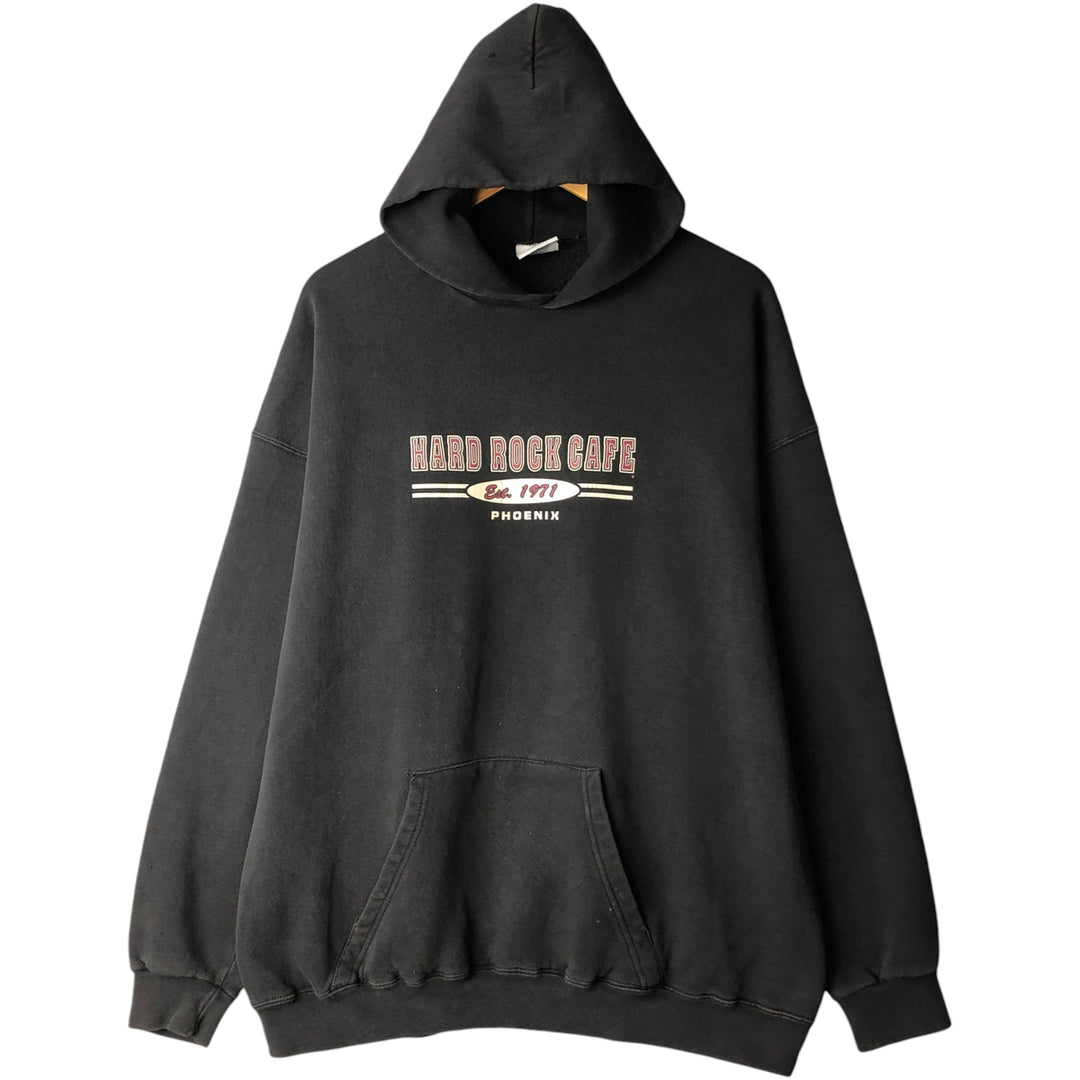 HARD ROCK CAFE Advertising Pullover Hoodie, Men's XXL cotton Charcoal Vintage Second Hand