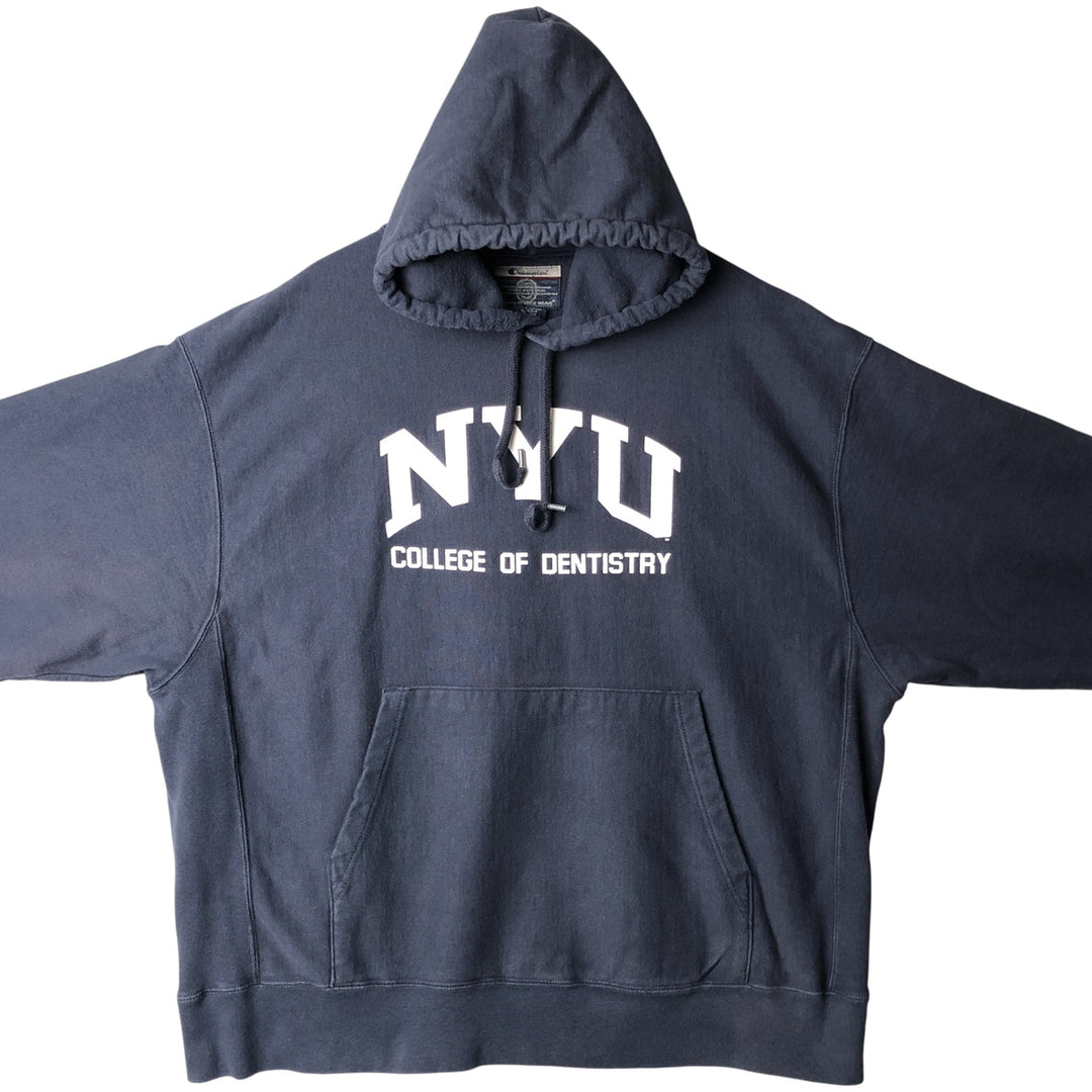 2000'S Champion Original Reverse Weave College Pullover Hoodie, Men's XXL cotton navy blue type Vintage Second Hand