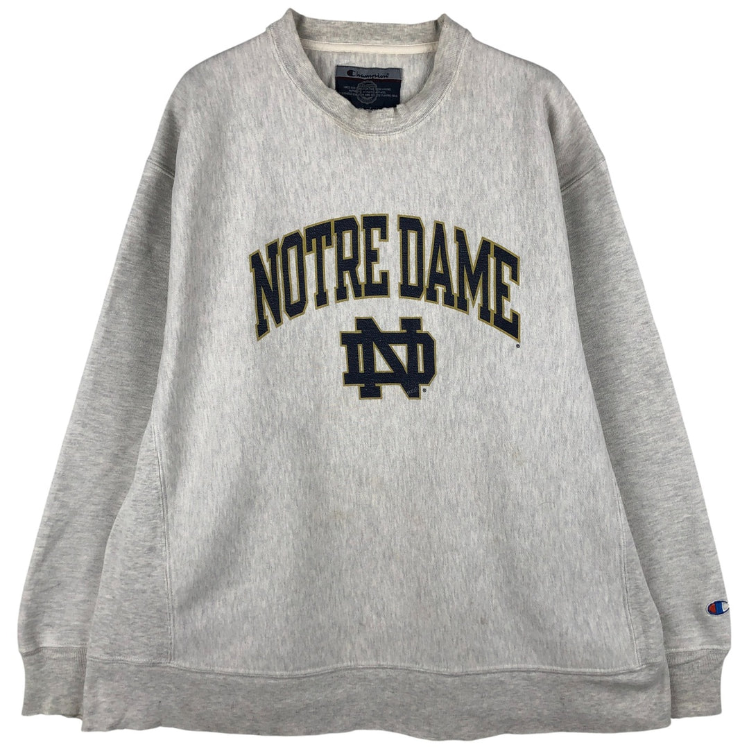 Champion Reverse Weave Notre Dame University Sweatshirt, Men's Size Large unclear gray type Vintage Second Hand