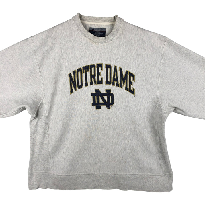 Champion Reverse Weave Notre Dame University Sweatshirt, Men's Size Large unclear gray type Vintage Second Hand