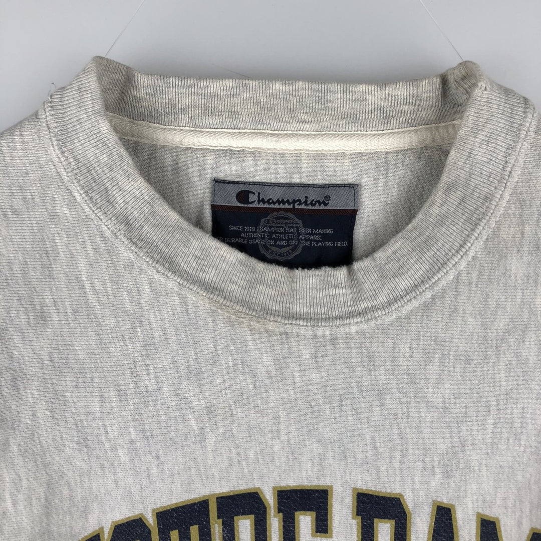 Champion Reverse Weave Notre Dame University Sweatshirt, Men's Size Large unclear gray type Vintage Second Hand