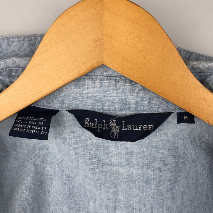 Ralph Lauren POLO by Ralph Lauren Chambray Swing Top Sports Jacket, Men's Size Medium cotton blue type Vintage Second Hand