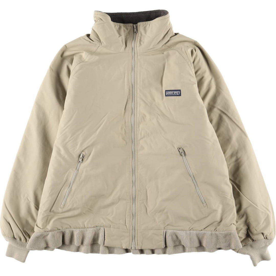 90s-00'S LANDS' END padded puffer jacket, men's size L Nylon beige type brown Vintage Second Hand