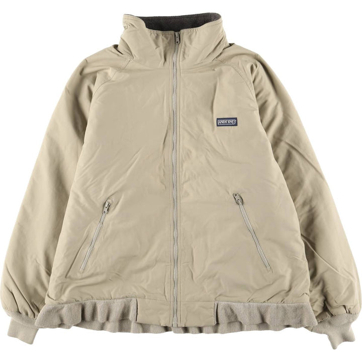 90s-00'S LANDS' END padded puffer jacket, men's size L Nylon beige type brown Vintage Second Hand