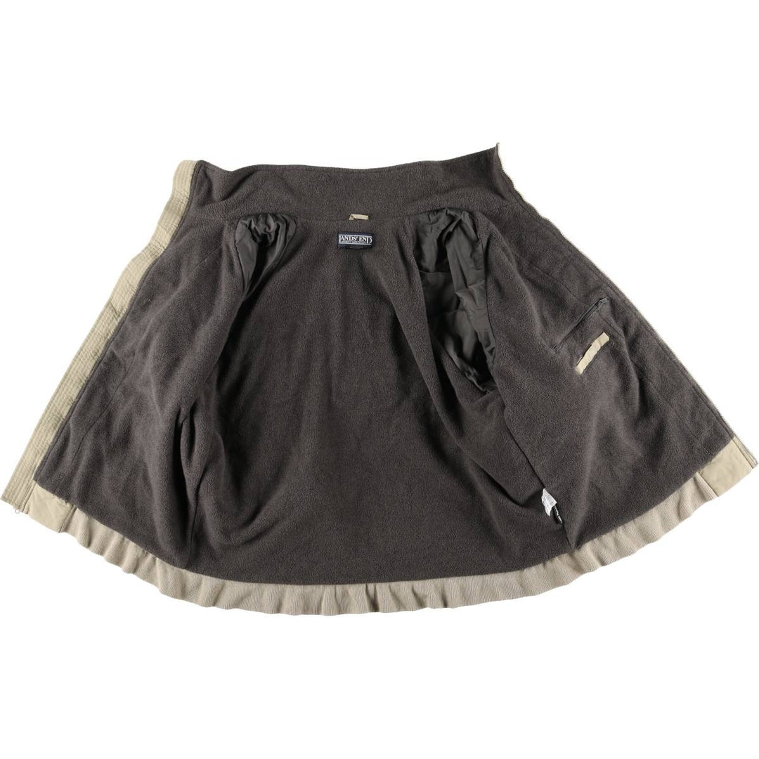 90s-00'S LANDS' END padded puffer jacket, men's size L Nylon beige type brown Vintage Second Hand