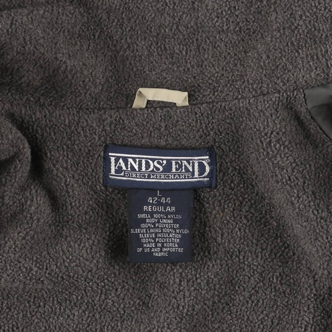90s-00'S LANDS' END padded puffer jacket, men's size L Nylon beige type brown Vintage Second Hand