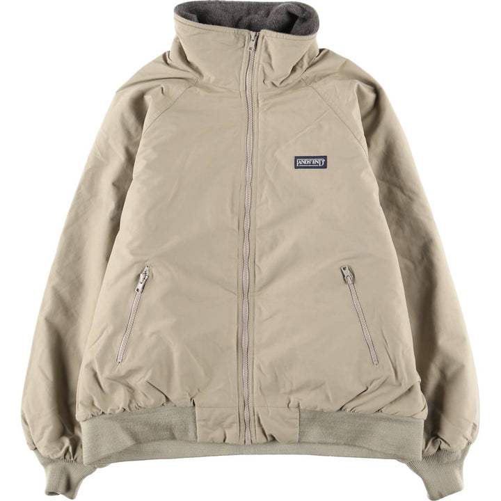 Vintage 80s-90'S Lands' End padded puffer jacket, men's size L Nylon Beige type Vintage Second Hand