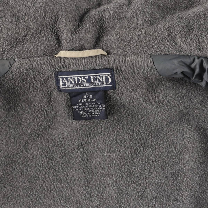 Vintage 80s-90'S Lands' End padded puffer jacket, men's size L Nylon Beige type Vintage Second Hand