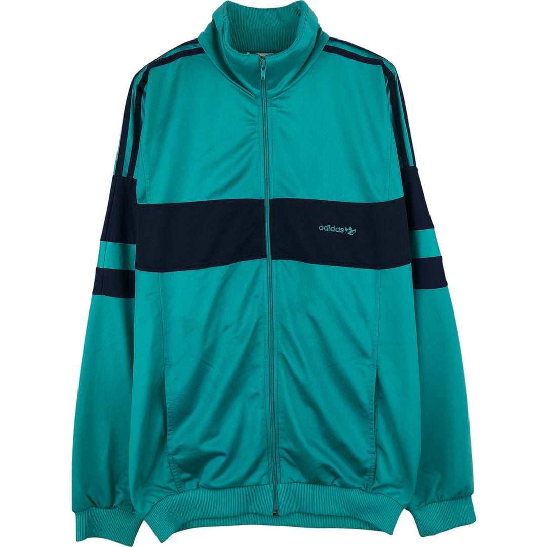 1980'S adidas Trefoil Logo Jersey Track Jacket, Men's Size L polyester Blue type light blue Vintage Second Hand