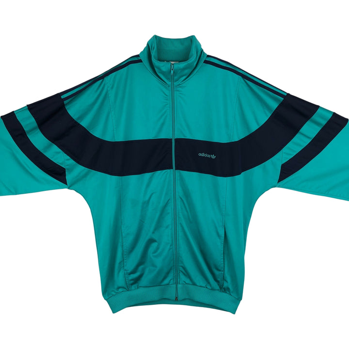 1980'S adidas Trefoil Logo Jersey Track Jacket, Men's Size L polyester Blue type light blue Vintage Second Hand