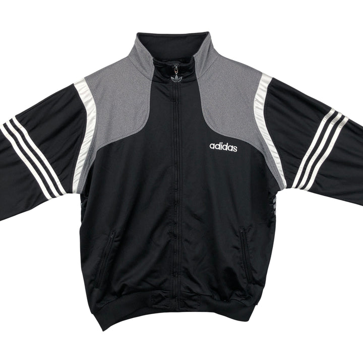 90'S adidas Trefoil logo jersey track jacket, size L, men's polyester black type Vintage Second Hand