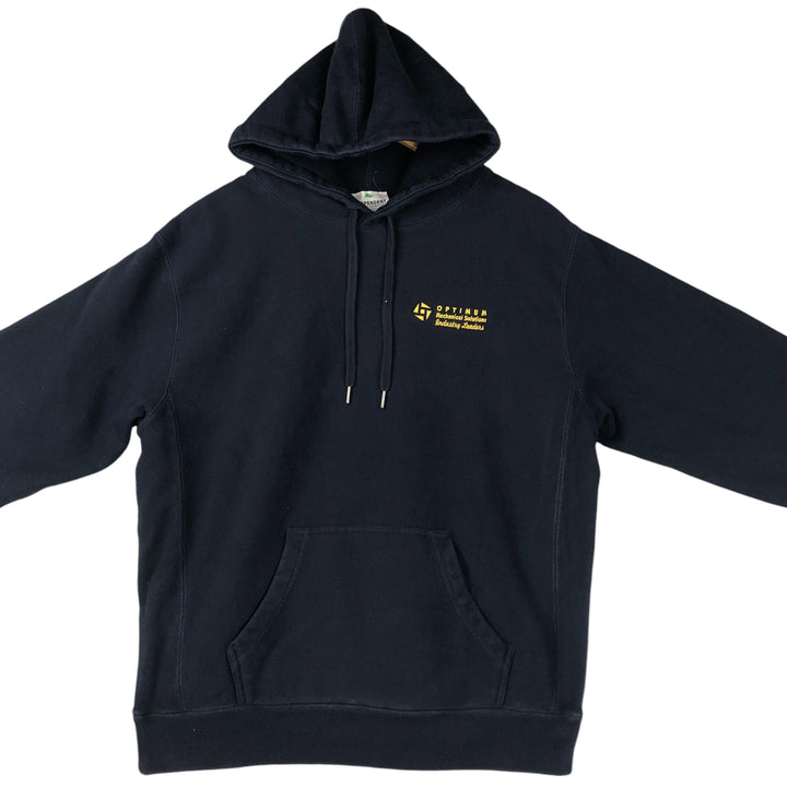INDEPENDENT TRADING COMPANY OPTIMUM Advertising Sweatshirt Pullover Hoodie, Men's Size L cotton navy blue type Vintage Second Hand