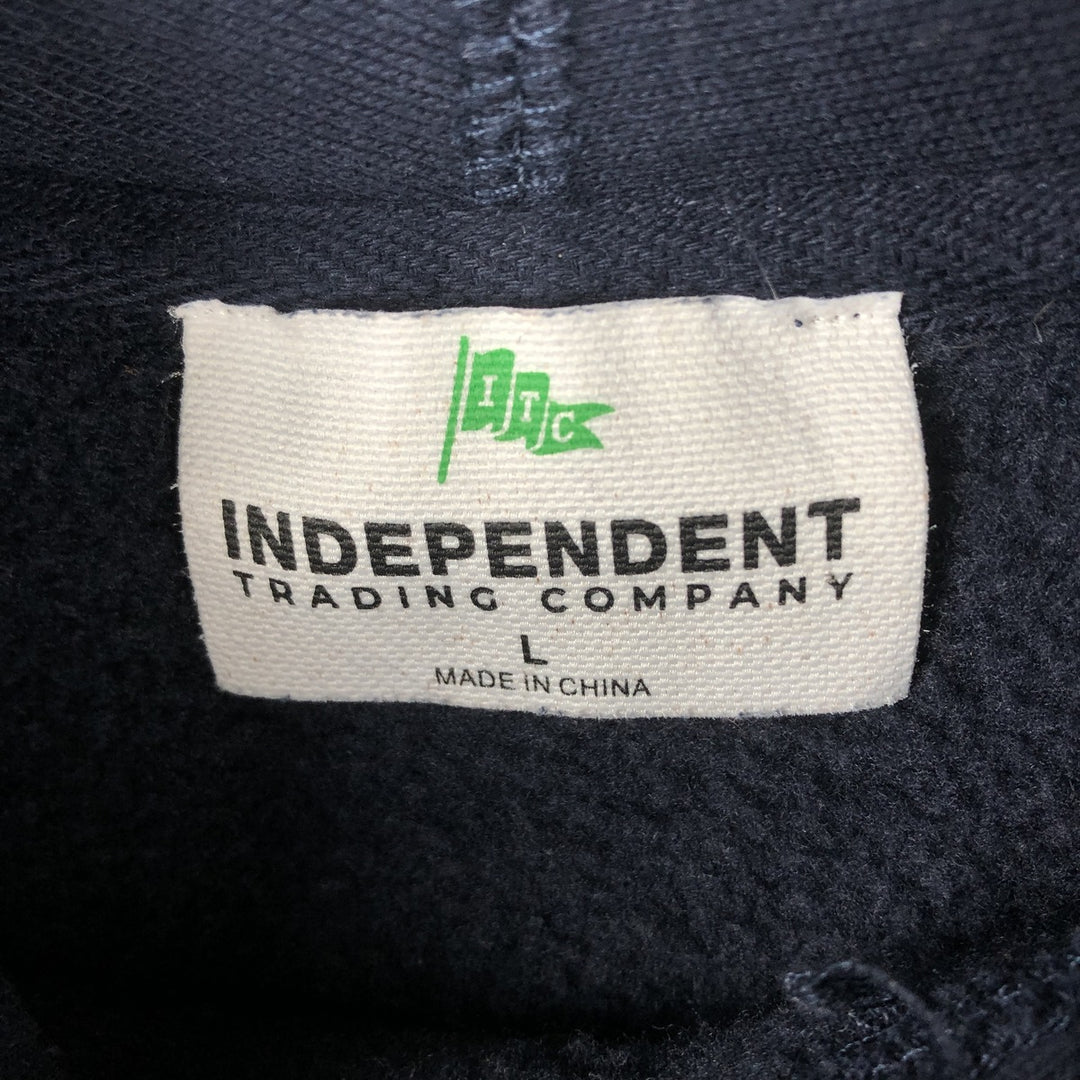 INDEPENDENT TRADING COMPANY OPTIMUM Advertising Sweatshirt Pullover Hoodie, Men's Size L cotton navy blue type Vintage Second Hand