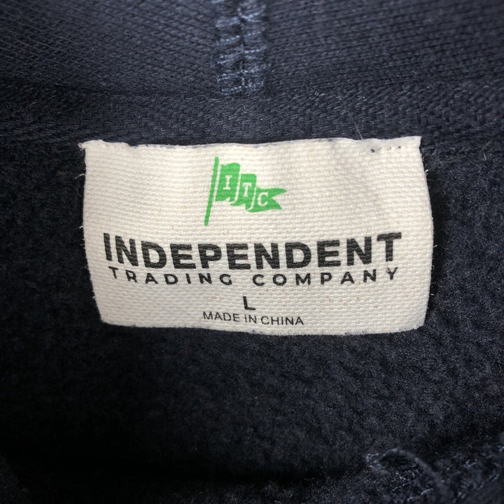 INDEPENDENT TRADING COMPANY OPTIMUM Advertising Sweatshirt Pullover Hoodie, Men's Size L cotton navy blue type Vintage Second Hand