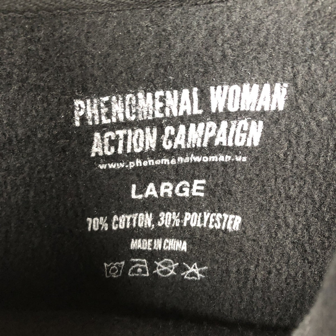 PHENOMENAL WOMAN ACTION CAMPAIGN Sweatshirt Pullover Hoodie, Men's Size L cotton black type Vintage Second Hand