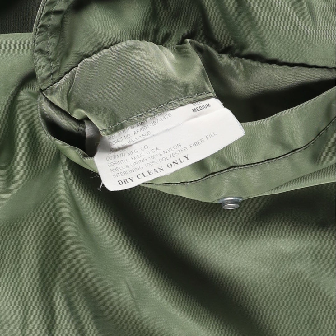 Civilian CORINTH MFG CO MA-1 style padded military flight jacket, men's size M Nylon Khaki type Vintage Second Hand