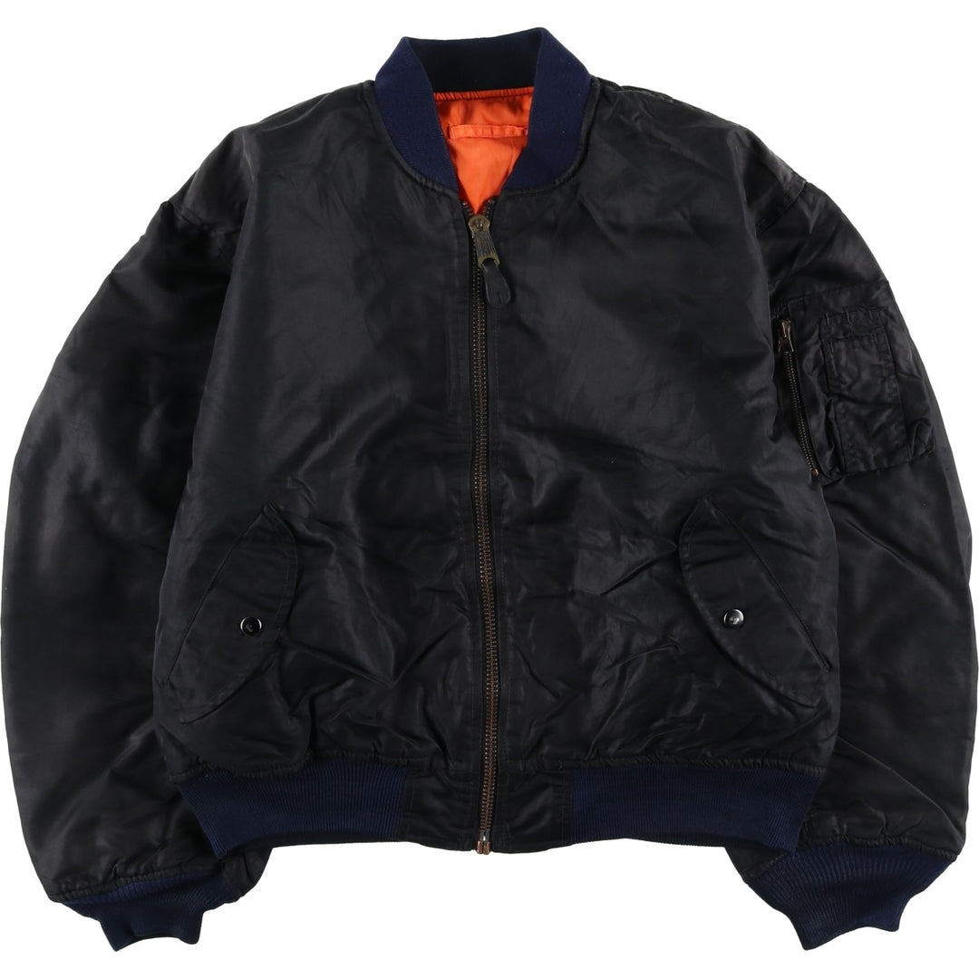 Vintage Wilker Industries MA-1 style padded military flight jacket, men's size M. Nylon black type Vintage Second Hand