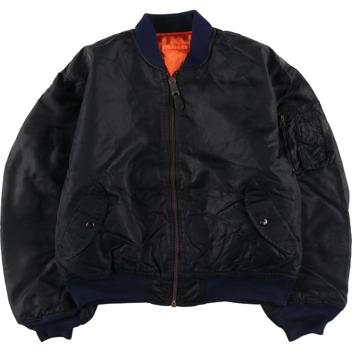 Vintage Wilker Industries MA-1 style padded military flight jacket, men's size M. Nylon black type Vintage Second Hand