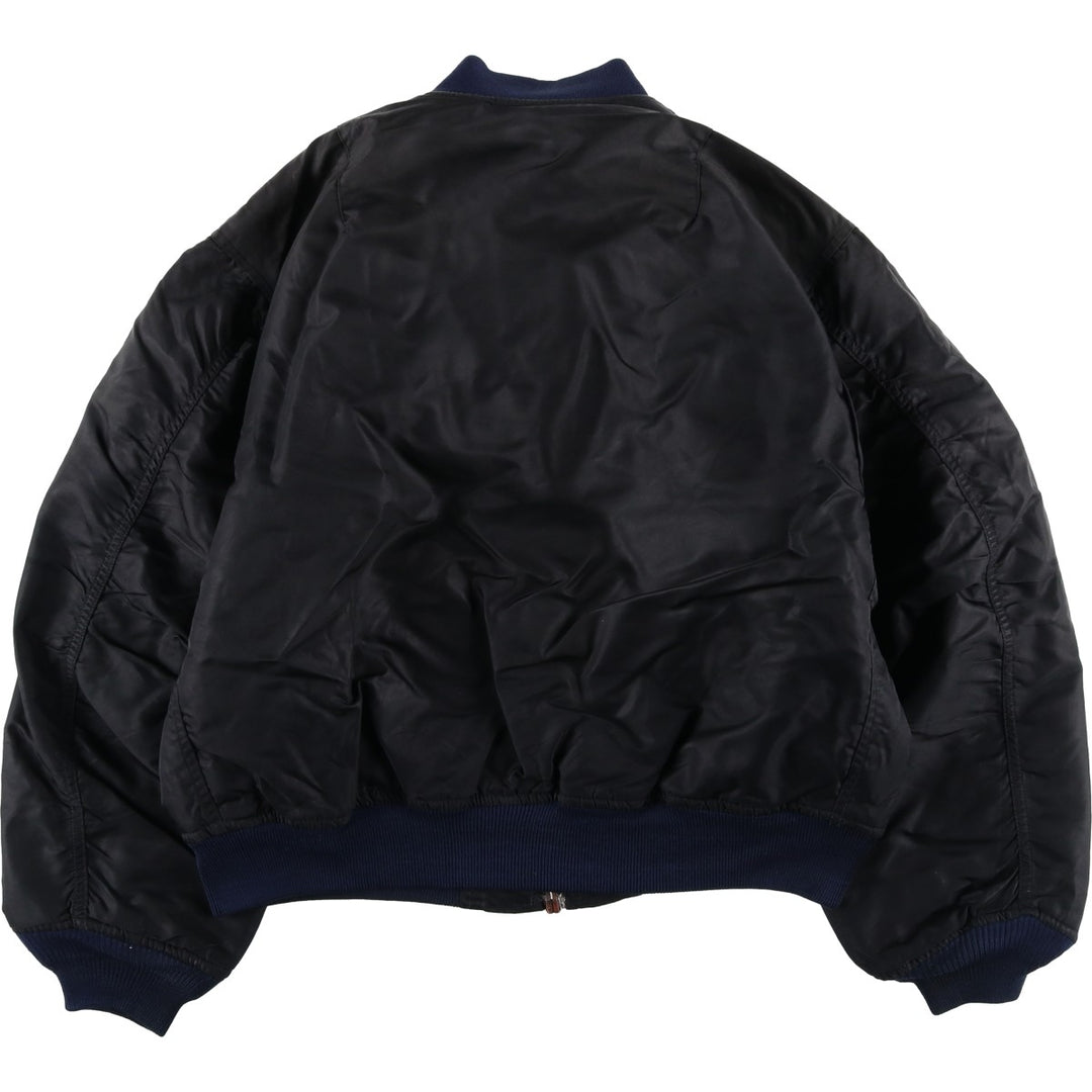 Vintage Wilker Industries MA-1 style padded military flight jacket, men's size M. Nylon black type Vintage Second Hand