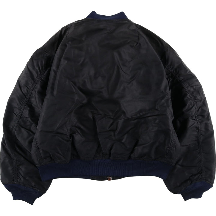 Vintage Wilker Industries MA-1 style padded military flight jacket, men's size M. Nylon black type Vintage Second Hand