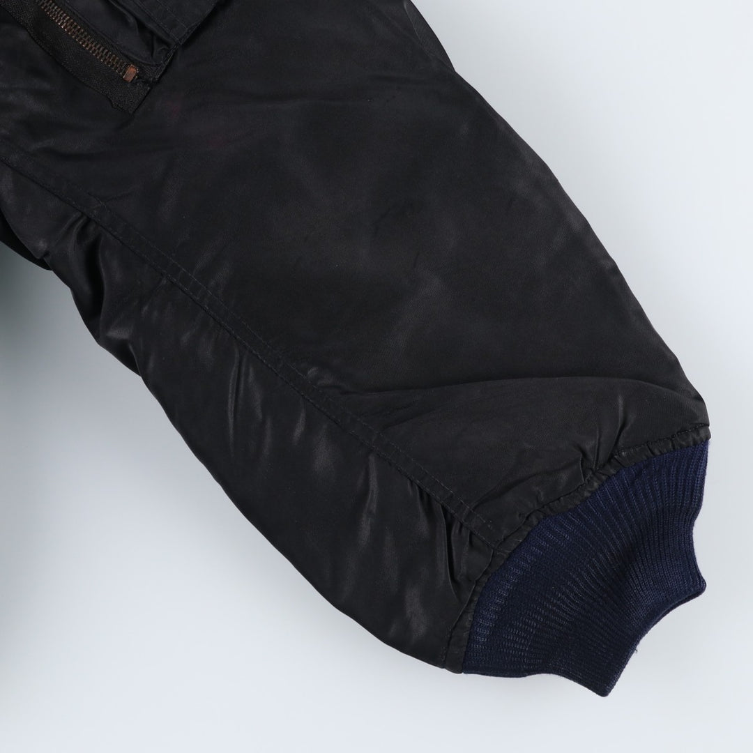 Vintage Wilker Industries MA-1 style padded military flight jacket, men's size M. Nylon black type Vintage Second Hand