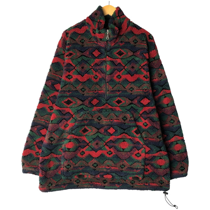 2000'S WOOLRICH all-over print half-zip fleece jacket, made in the USA, men's size XL unclear red type Vintage Second Hand