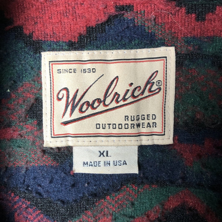 2000'S WOOLRICH all-over print half-zip fleece jacket, made in the USA, men's size XL unclear red type Vintage Second Hand