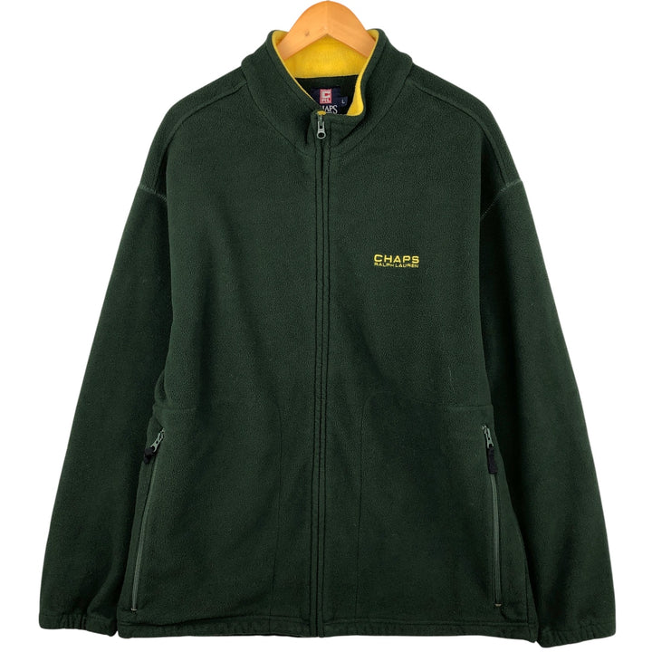 Ralph Lauren CHAPS fleece jacket, men's size L polyester green type Vintage Second Hand