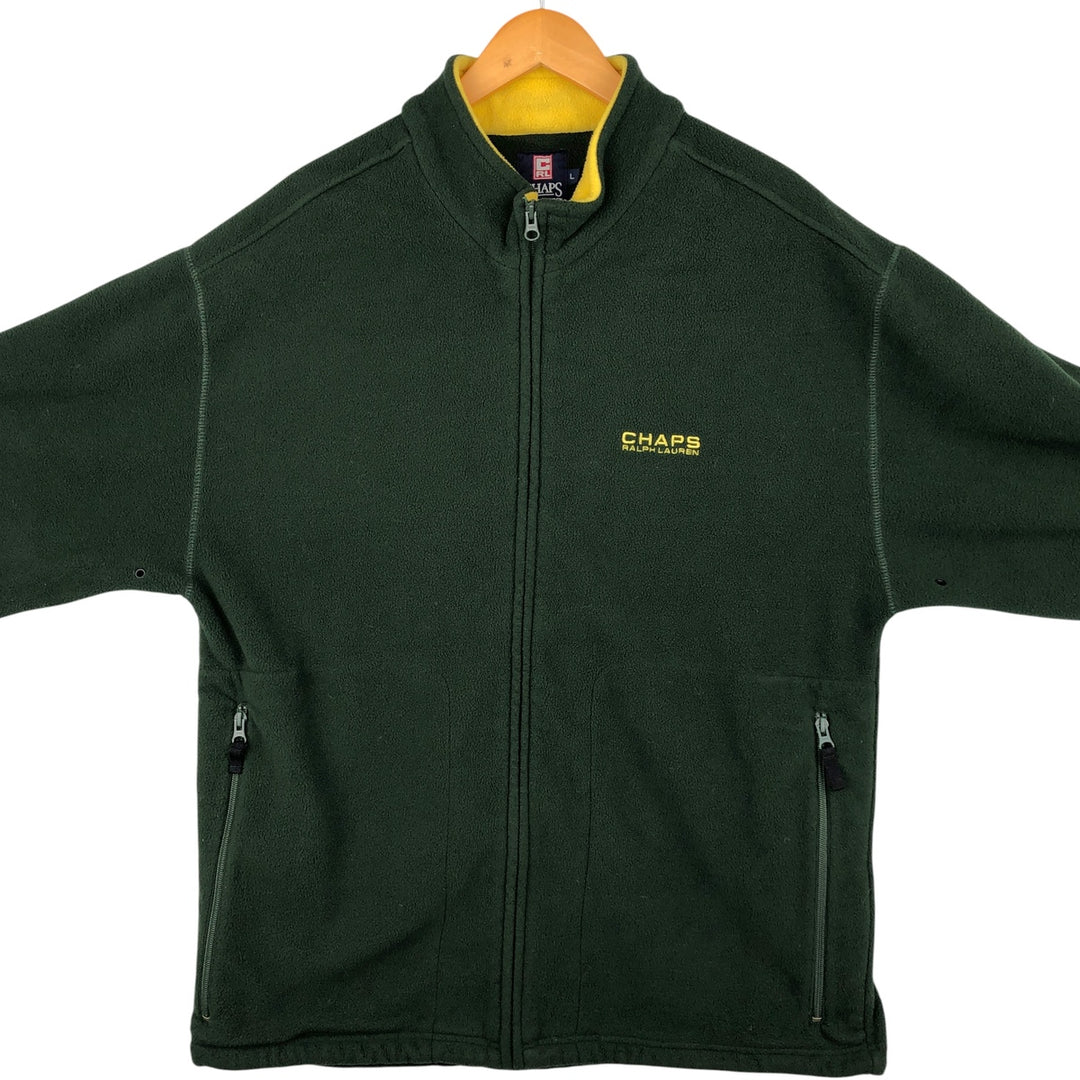 Ralph Lauren CHAPS fleece jacket, men's size L polyester green type Vintage Second Hand