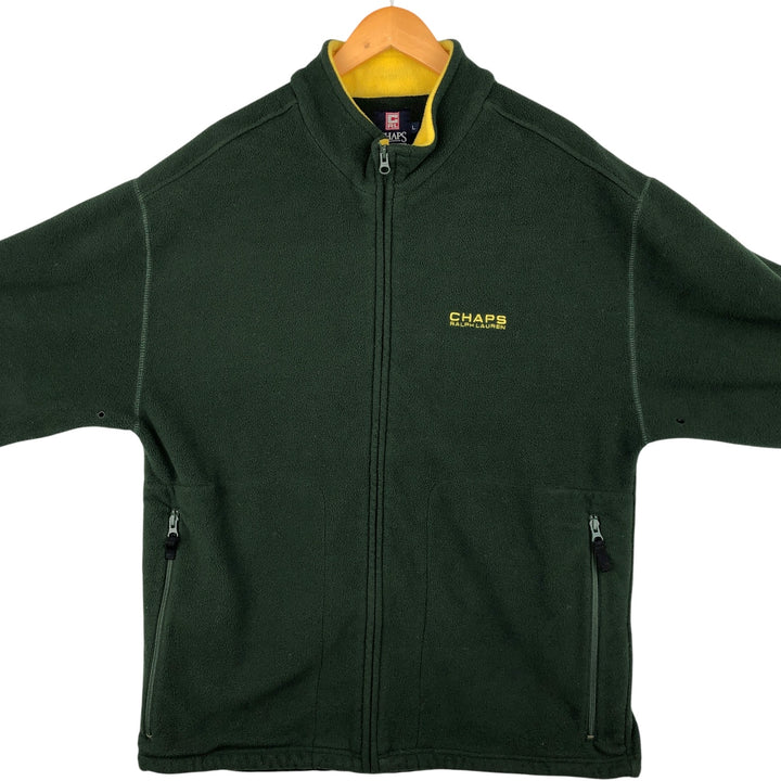 Ralph Lauren CHAPS fleece jacket, men's size L polyester green type Vintage Second Hand